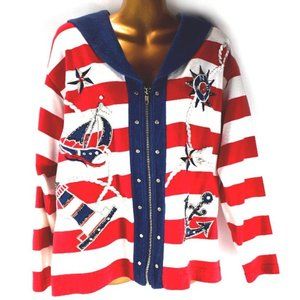 Nautical Sailing Jacket Sailor Collar Beaded